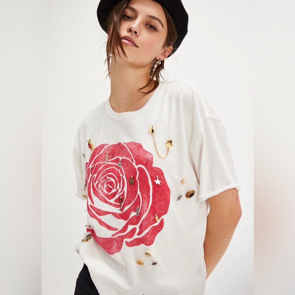 Tricia Fix Charm Tee Free People XL NWT
